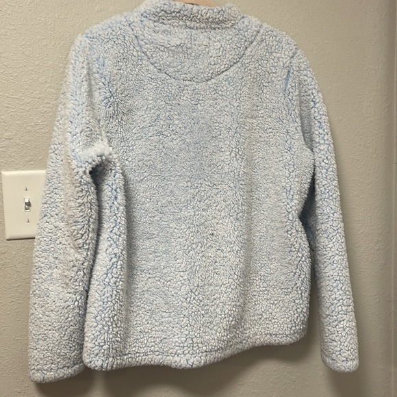 5/$25 Teddy Blue Greay Msrbled Sherpa 1/4 Zip Pullover - Picture 2 of 4
